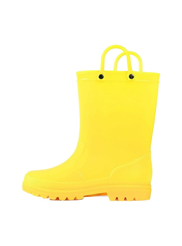 Kushyshoo Little Big Kids Rain Boots Boys Girls Yellow Solid Boots Size 11