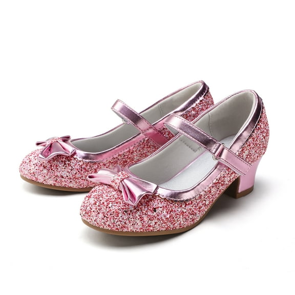 Kushyshoo Pink Girls Dress Shoes Mary Jane 1.5in Low Heel Pumps Wedding Party Princess 11M