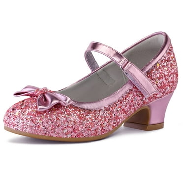 Kushyshoo Pink Girls Dress Shoes Mary Jane 1.5in Low Heel Wedding Party Princess 2M