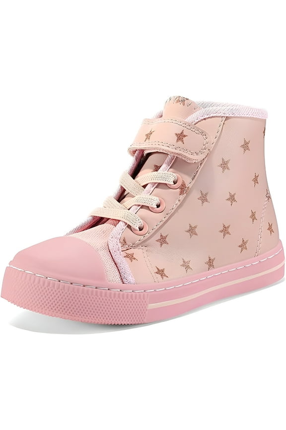 Kushyshoo Pink Star Toddler High Top Girls Sneakers Kids Walking Shoes 2M