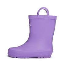 Kushyshoo Purple Matte Kids Rain Boots for Girls Toddler Waterproof Rubber with Easy-On Handles Size 2