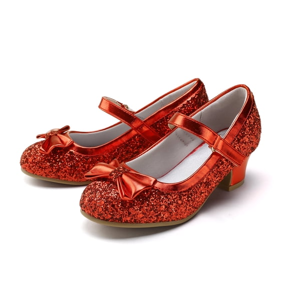 Kushyshoo Red Girls Dress Shoes Mary Jane 1.5in Low Heel Pumps Wedding Party Princess 10M