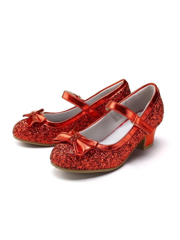 Red Girls Dress Shoes Mary Jane 1.5in Low Heel Pumps Wedding Party Princess 9M