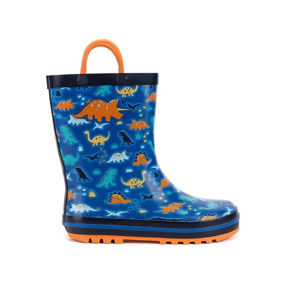 Kushyshoo Rubber Kids Rain Boots Blue Dinosaurs Rain Boots for Toddler Boys Sizes 5