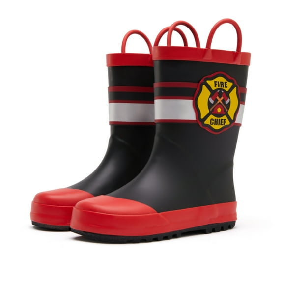 Kushyshoo Rubber Kids Rain Boots Fire Chief Rain Boots for Toddler Boys Sizes 8