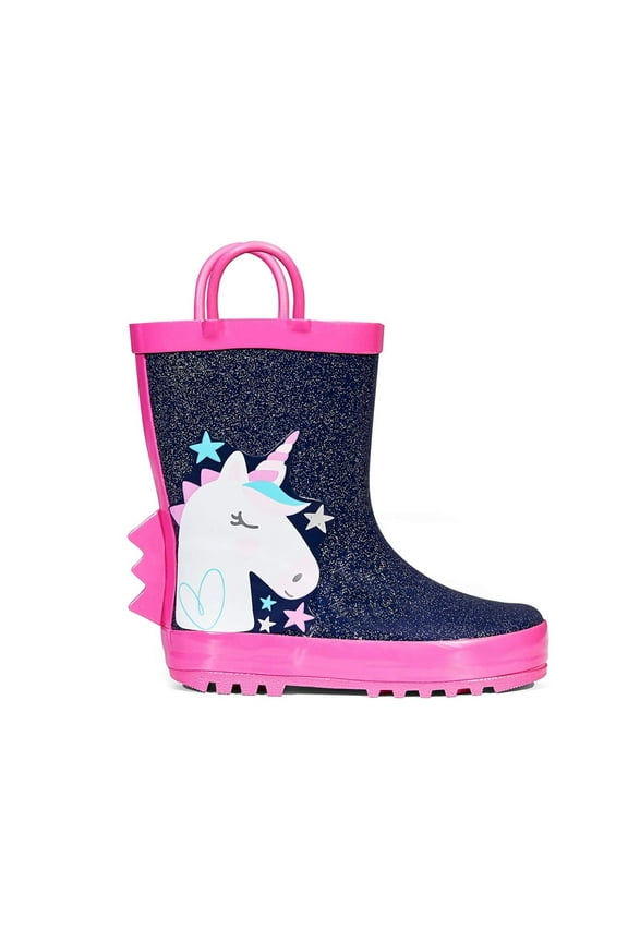 Rubber Kids Rain Boots Navy Unicorn Rain Boots for Toddler Girls Sizes 6