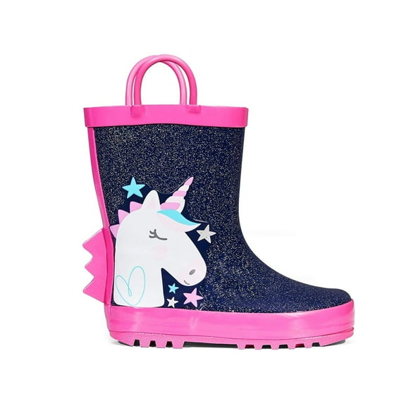 Kushyshoo Rubber Kids Rain Boots Navy Unicorn Rain Boots for Toddler Girls Sizes 8