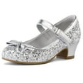 thumbnail image 1 of Kushyshoo Silver Girls Dress Shoes Mary Jane 1.5in Low Heel Wedding Party Princess 12M, 1 of 7
