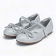 thumbnail image 1 of Kushyshoo Silver Glitter Girl's Bow Mary Jane Dress Shoes Ballet Princess Flats with Rhinestone Strap 10M, 1 of 5