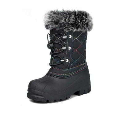 Kushyshoo Snow Boots Lined Waterproof Black Winter Boot Big Kid Size 1