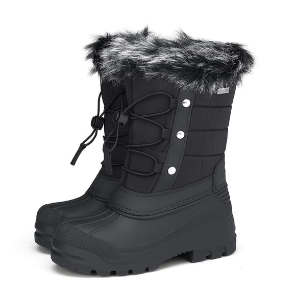 Kushyshoo Snow Boots Lined Waterproof Black Winter Boot Little Kid Size 11