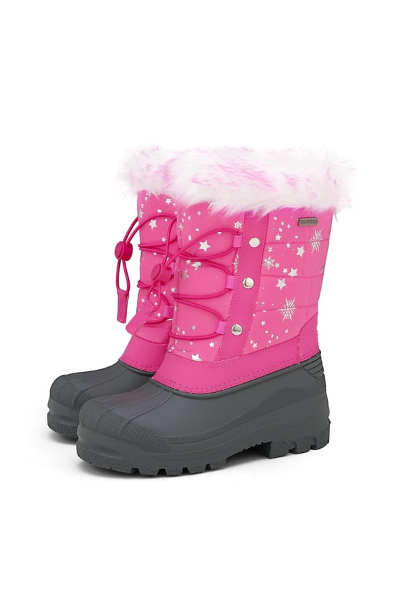Snow Boots Lined Waterproof Pink Winter Boot Big Kid Size 3