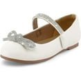thumbnail image 1 of Kushyshoo White Girl's Bow Mary Jane Dress Shoes Ballet Princess Flats with Rhinestone Strap 9M, 1 of 6