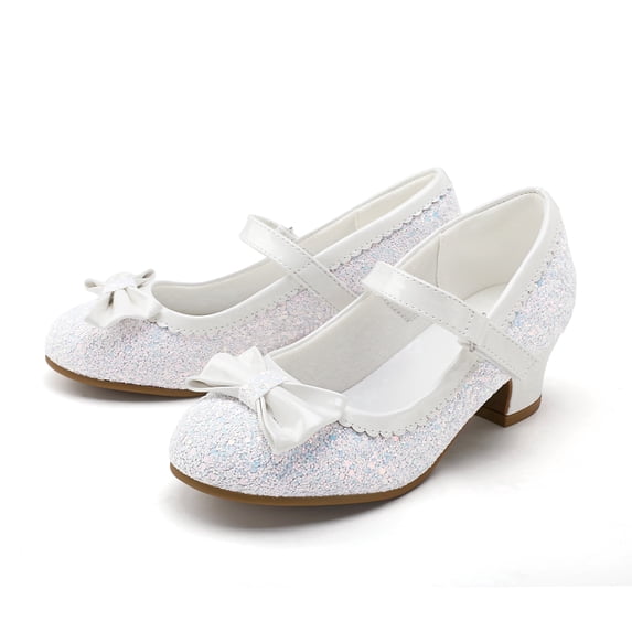 Kushyshoo White Girls Dress Shoes Mary Jane 1.5in Low Heel Pumps Wedding Party Princess 3M