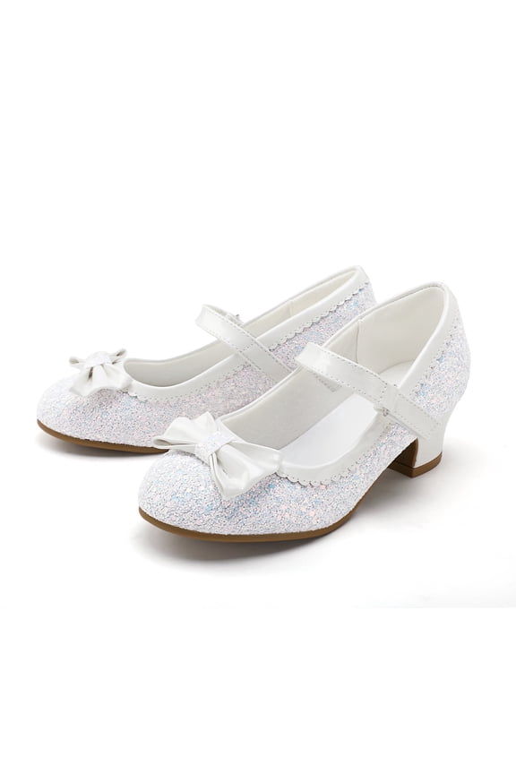 White Girls Dress Shoes Mary Jane 1.5in Low Heel Pumps Wedding Party Princess 9M