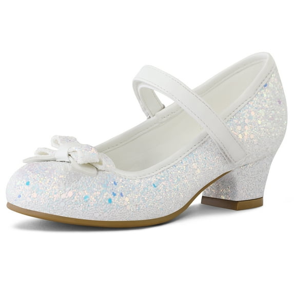 Kushyshoo White Girls Dress Shoes Mary Jane 1.5in Low Heel Wedding Party Princess 11M