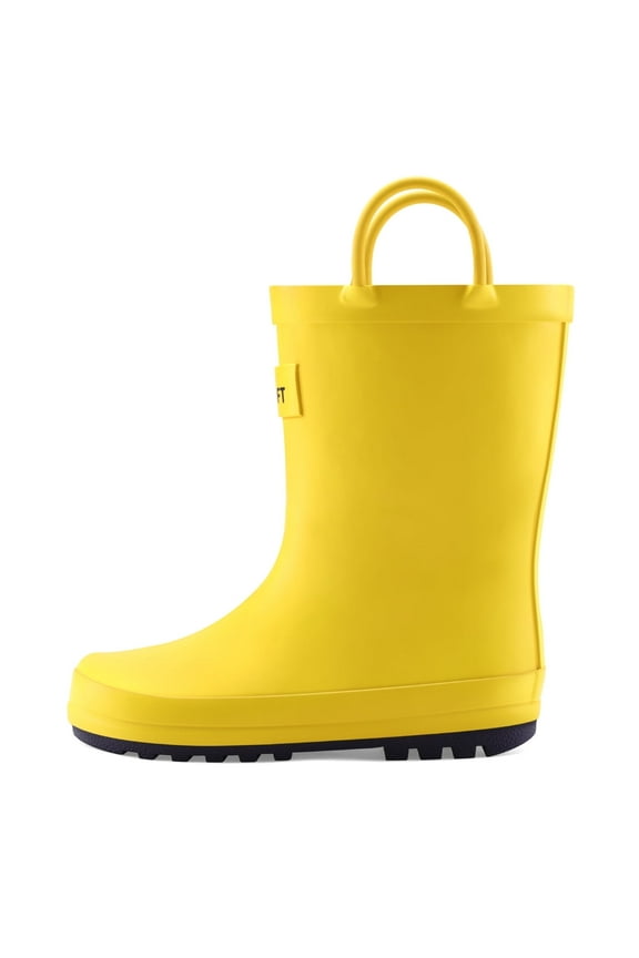 Yellow Kids Rain Boots for Girls Toddler Waterproof Rubber Design with Easy-On Handles Size 11