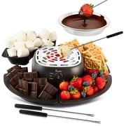 Kusini 2 in 1 Electric Fondue Set & Smores Maker Tabletop Indoor Kit with Removable Trays & 4 Skewers   Smores Station Chocolate Melting Pot - Unique Couple Gift Set Idea, Date & Movie Night Supplies