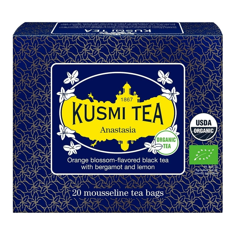 Kusmi Tea, Anastasia, Organic Black Tea with Bergamot & Lemon - Flavored  with Orange Blossom
