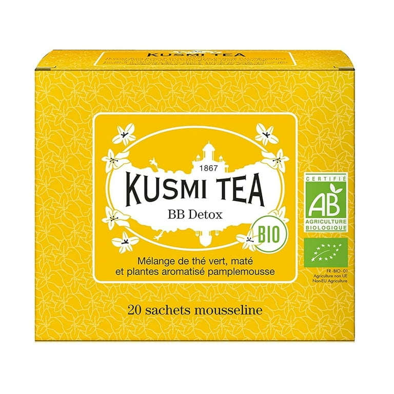 Kusmi Tea, BB Detox, Organic Blend of Green Tea, Mate & Grapefruit -  Flavored Plants