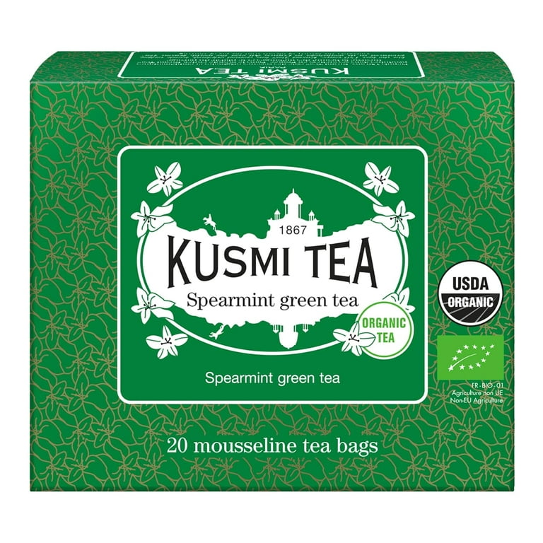 Kusmi Tea, Spearmint Green Tea, Organic Blend of Green Tea with Mint, Enjoy Hot or Iced