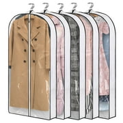 Kusmil 40" Hanging Garment Bags for Closet Storage Suit Bag 4" Gusseted Clear Clothes Cover for Coat, Jacket, Sweater (5 Packs)