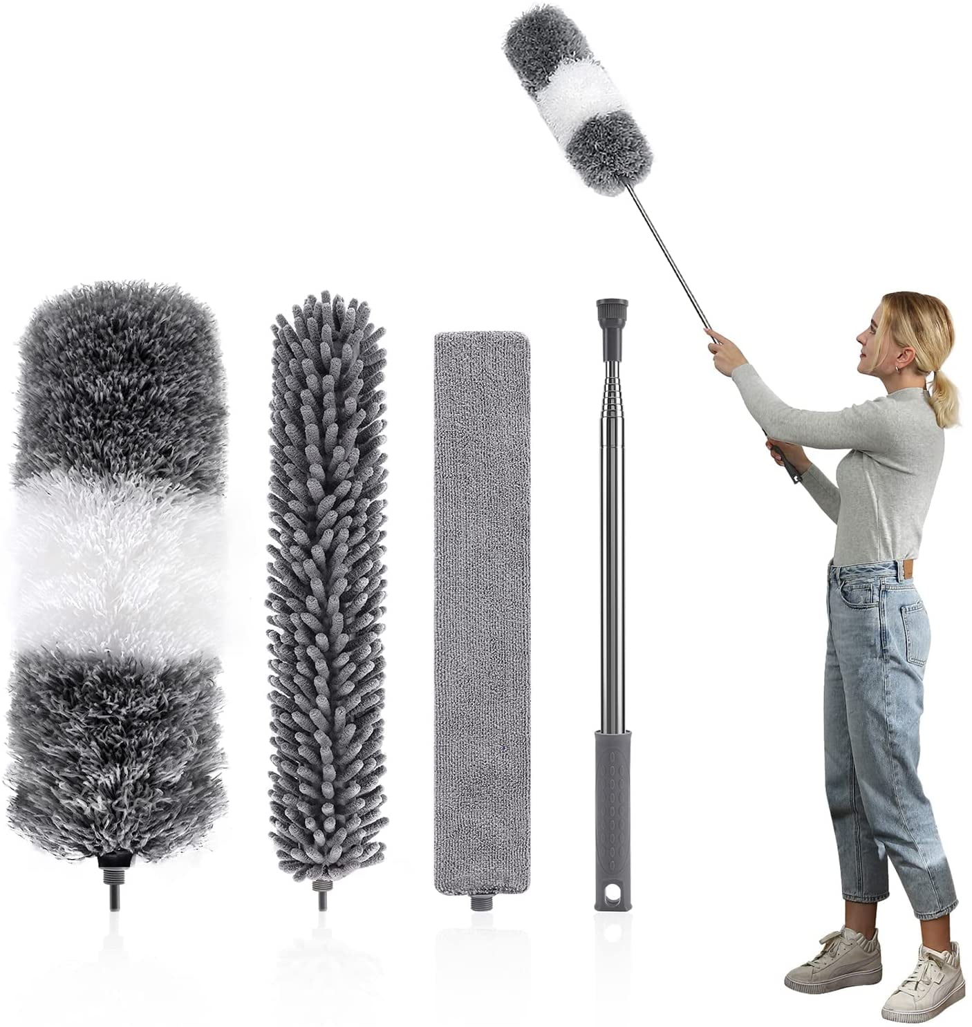 Reviews for DocaPole Microfiber Feather High Reach Cleaning Kit with 30 ft.  Telescopic Extension Pole Window Squeegee Cobweb and Fan Dusters