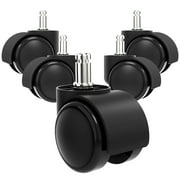 Kusmil Office Chair Caster, Set of 5 Office Chair Casters Wheels Replacement for Hardwood Floors and Carpet, 2 inch Wheels for Office Chair, Universal Size (Black)