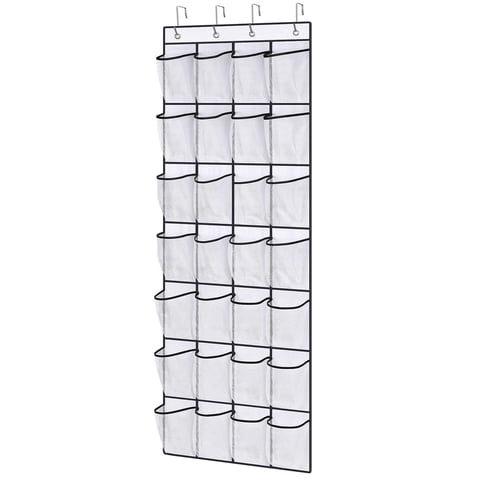 Kusmil Over the Door Shoe Organizer, 28 Large Pockets Hanging Shoe Organizer, White