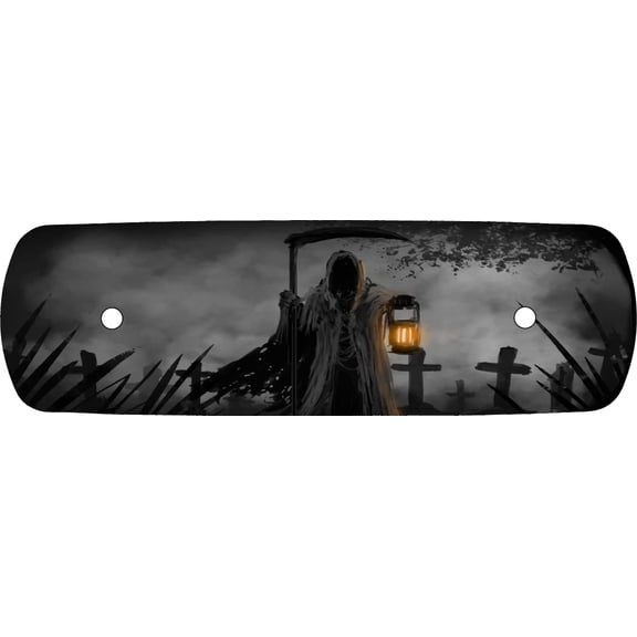 Kustom Cycle Parts Grim Reaper Air Cleaner Cover Insert. Replaces Stock Harley Davidson M8 / 114 Insert. (Grim Reaper Cemetery)
