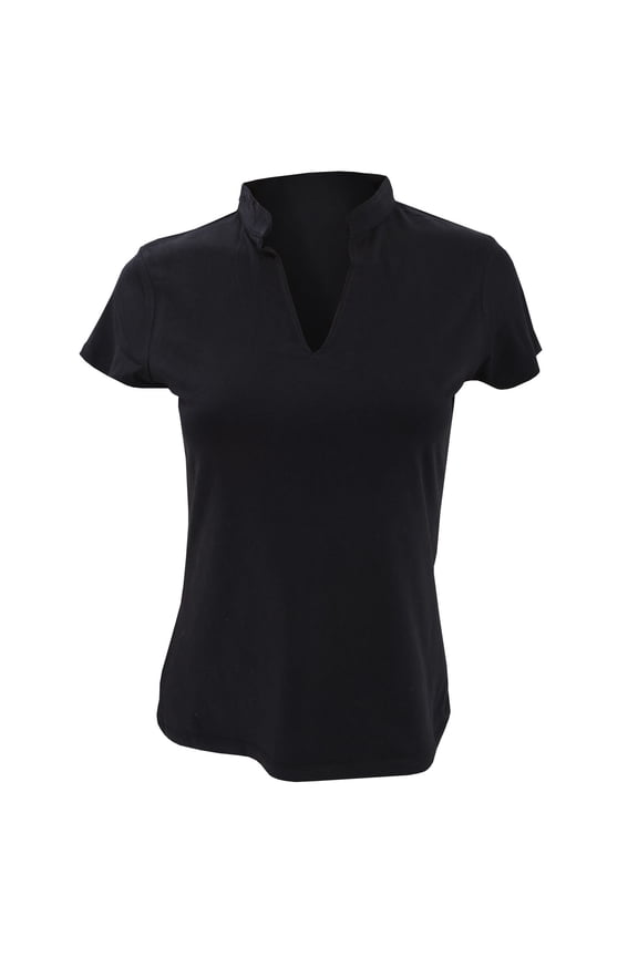 Ladies Corporate Short Sleeve V-Neck Mandarin Collar Top