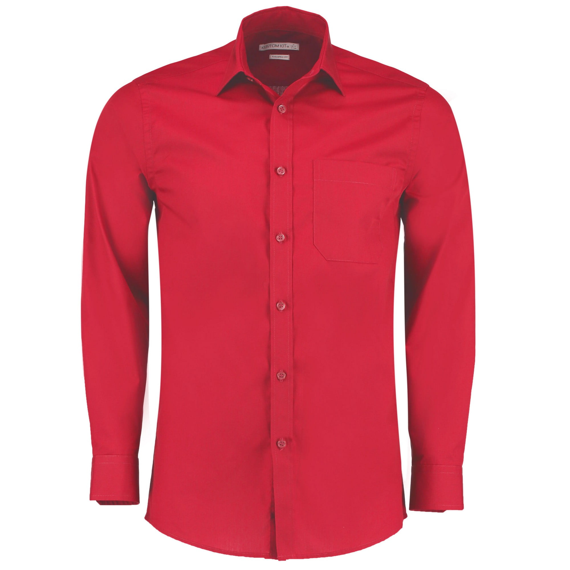 Kustom Kit Mens Poplin Tailored Long Sleeved Formal Shirt