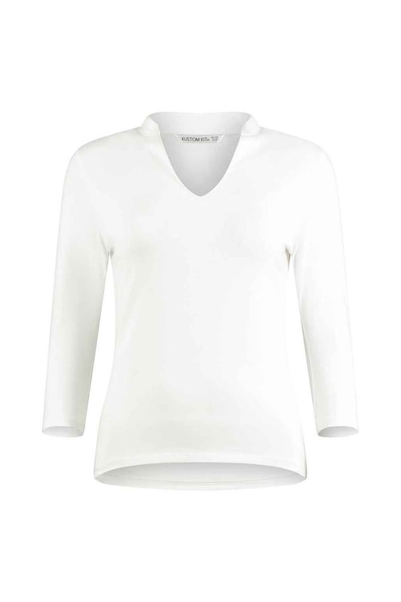 Womens Mandarin Collar 3/4 Sleeve Top