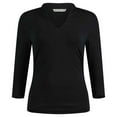 thumbnail image 1 of Kustom Kit Womens Mandarin Collar 3/4 Sleeve Top, 1 of 3