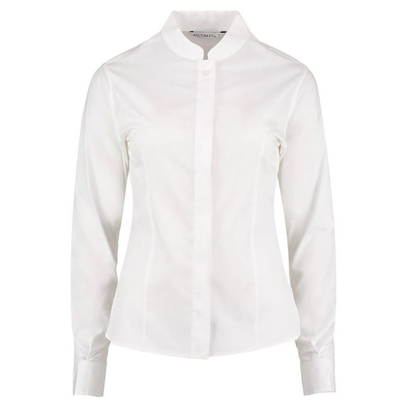 Kustom Kit Womens Mandarin Collar Fitted Long Sleeve Shirt