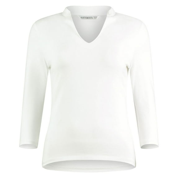 Kustom Kit Womens Mandarin Collar Regular Top