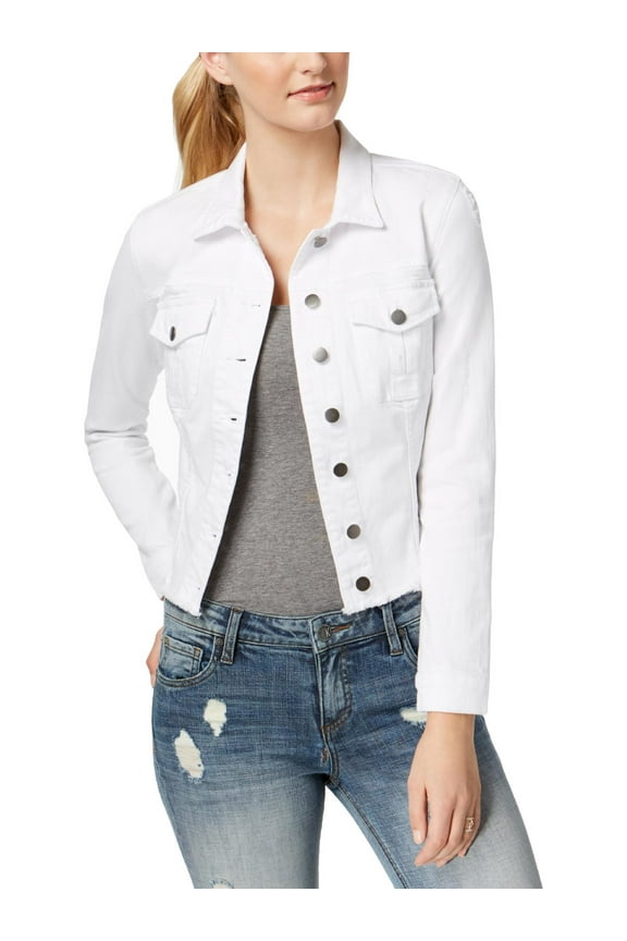 Womens Lightweight Fall & Spring Jean Jacket White XS