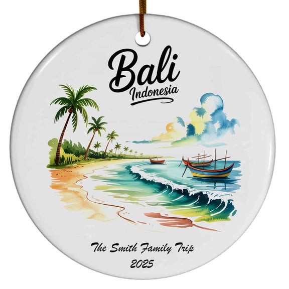Kuta Beach Christmas Ornament, Collection of City Travel Souvenirs for Family and Friends, Christmas Tree Ornament City Travel, Trips of The Year, Christmas Ornament 2025