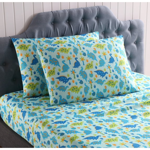 Kute Kids 3-Piece Ultra Soft Baby Dinosaurs Multicolor Microfiber Woven Sheet Set, Toddler
