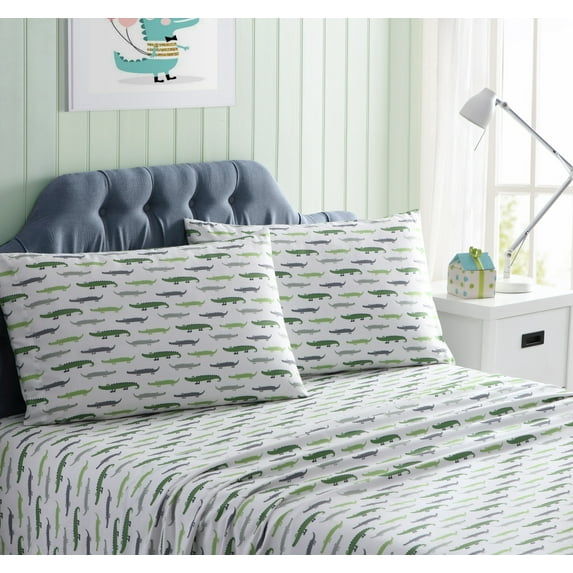 Kute Kids 3-Piece Ultra Soft Gators Multicolor Microfiber Woven Sheet Set, Toddler