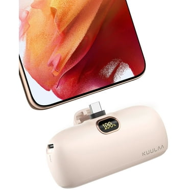 Kuulaa 5000mAh Portable Mini Power Bank with Built-in USB-C Cable & LED Display, PD20W Fast Charging Battery Pack Charger for iPhone 15/16, Samsung S22/S23/24 & Android