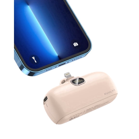 Kuulaa Portable Charger 5000mAh with Built-in Lightning Cable, Mini Fast Charging Power Bank Compatible for iPhone 14/13/12/11/X/8