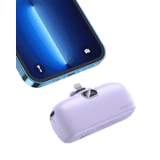 Kuulaa 5000mAh Mini Power Bank with Built-in Cable & LED Display, Compact Portable Battery Pack Charger with Overcharge Protection, Fast Charging for iPhone 14,13,12,11,X,8/7/6/Pro