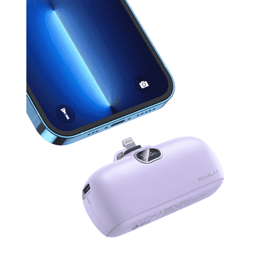 Kuulaa 5000mAh Mini Power Bank with Built-in Cable & LED Display, Compact Portable Battery Pack Charger with Overcharge Protection, Fast Charging for iPhone 14,13,12,11,X,8/7/6/Pro