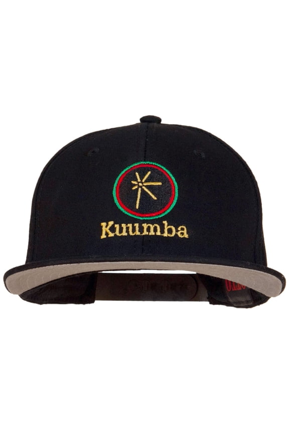 Kuumba Kwanzaa Embroidered Superior Cotton Twill Flat Bill Prostyle Snapback Cap - Black OSFM