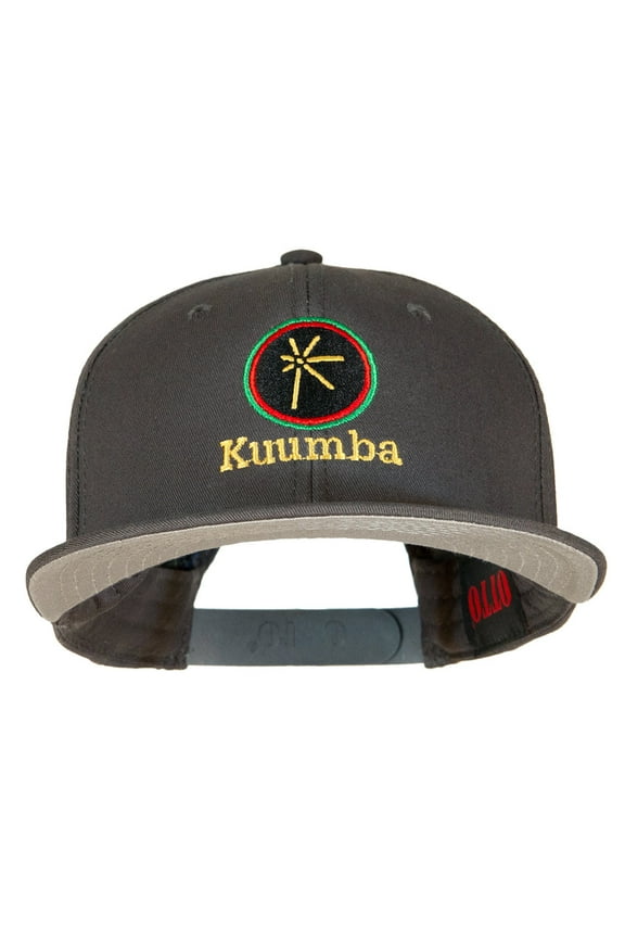 Kuumba Kwanzaa Embroidered Superior Cotton Twill Flat Bill Prostyle Snapback Cap - Charcoal OSFM