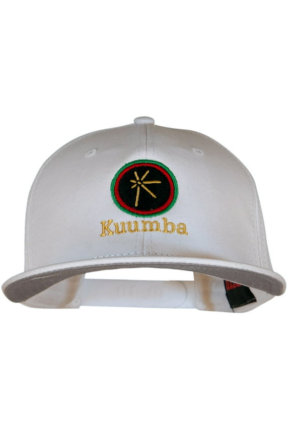 Kuumba Kwanzaa Embroidered Superior Cotton Twill Flat Bill Prostyle Snapback Cap - White OSFM