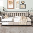 thumbnail image 1 of Kuurfuurdo Twin Daybed with Trundle-Metal daybed with pop up trundle for Adults Black - Twin, 1 of 5