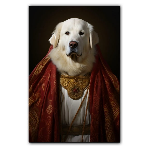 Kuvasz Art - Dog Art - Gift for Men, Women & Animal Lover - Canvas Master Aristocratic Dog Canvas - Renaissance Print- Funny Decor for Living Room, Bedroom or Kid's Room