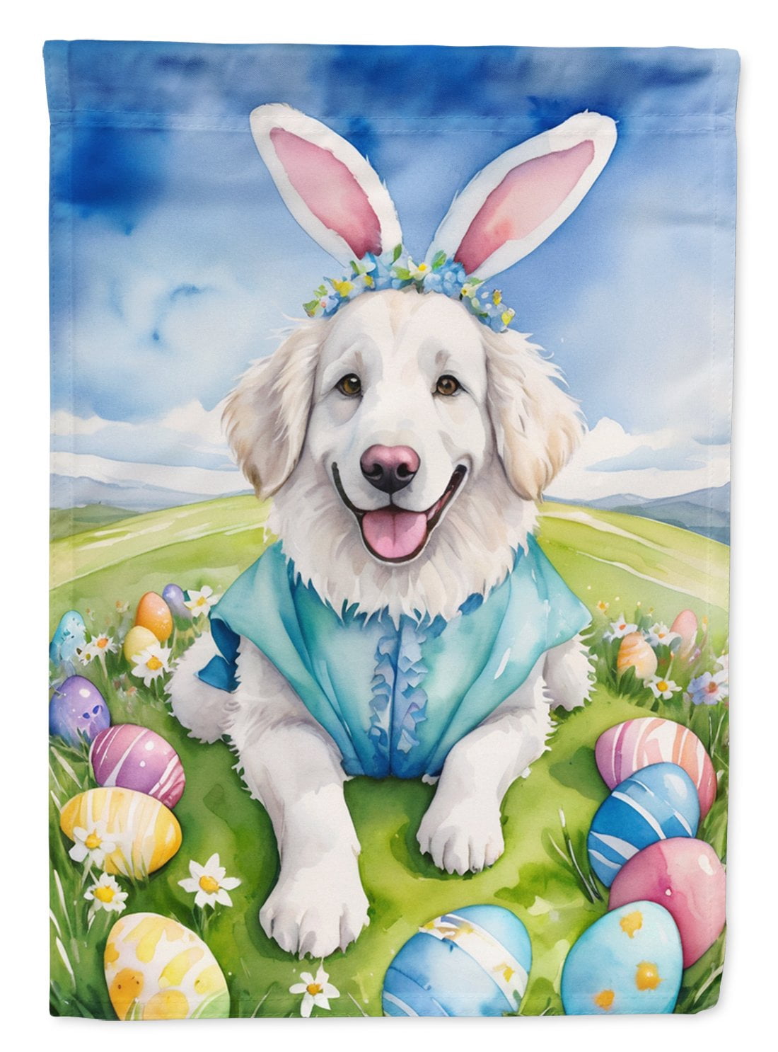 Kuvasz Easter Egg Hunt Garden Flag 11.25 in x 15.5 in